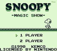 une photo d'Ã©cran de Snoopy s Magic Show sur Nintendo Game Boy